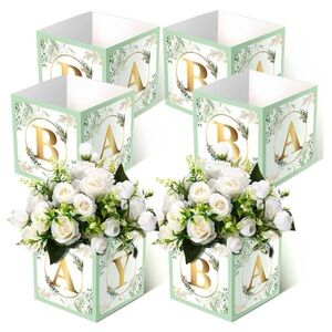 Green and Gold Baby Shower Centerpiece Boxes